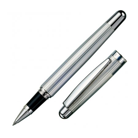 Otto Hutt Design 02 Silver Guilloche Pinstripe - Rollerball