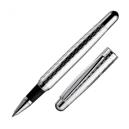 Otto Hutt Design 02 Silver Guilloche Honeycomb - Rollerball