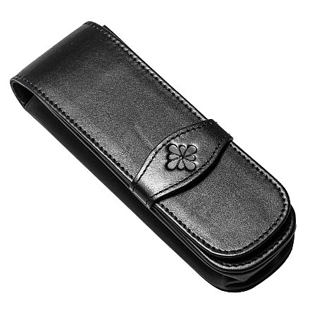 Diplomat Leather Pen Case for 2 Pens - Black